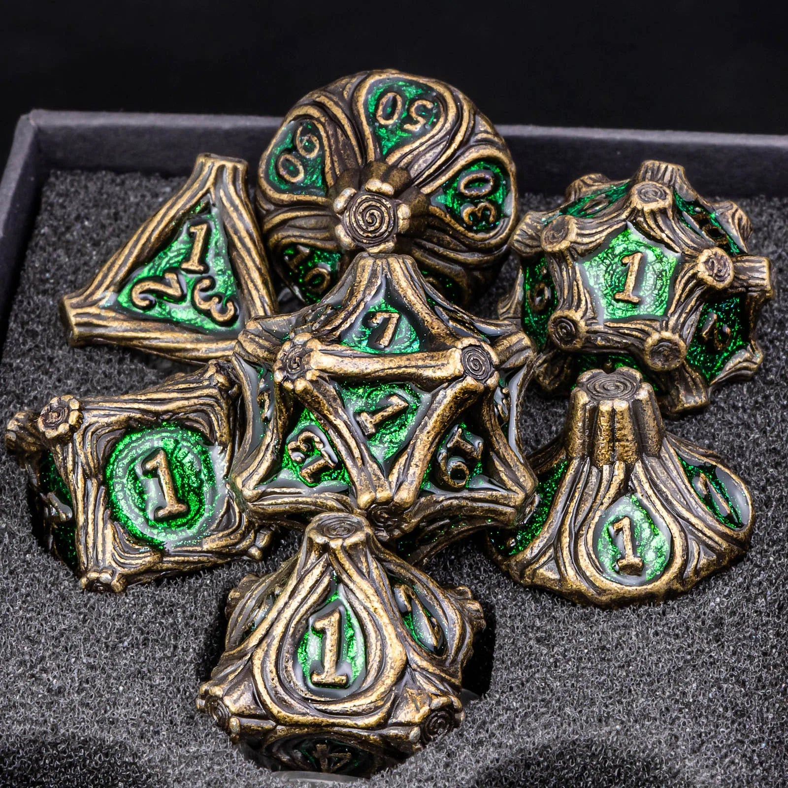 Shadowspire – Metal 7‑Piece Dice Set