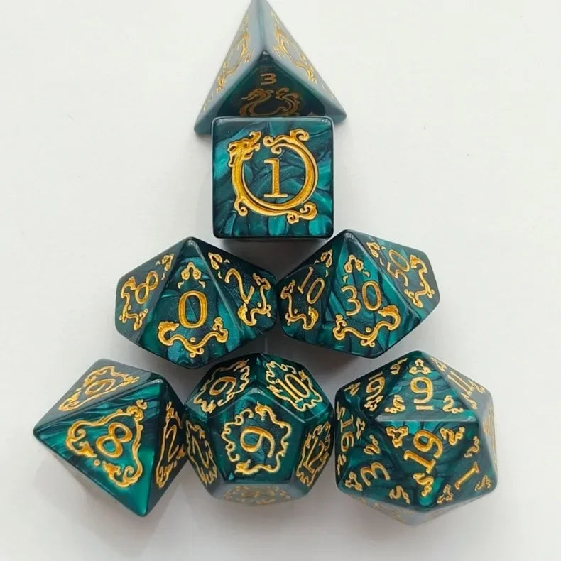 Crystal Veil – 7‑Piece Dice Set