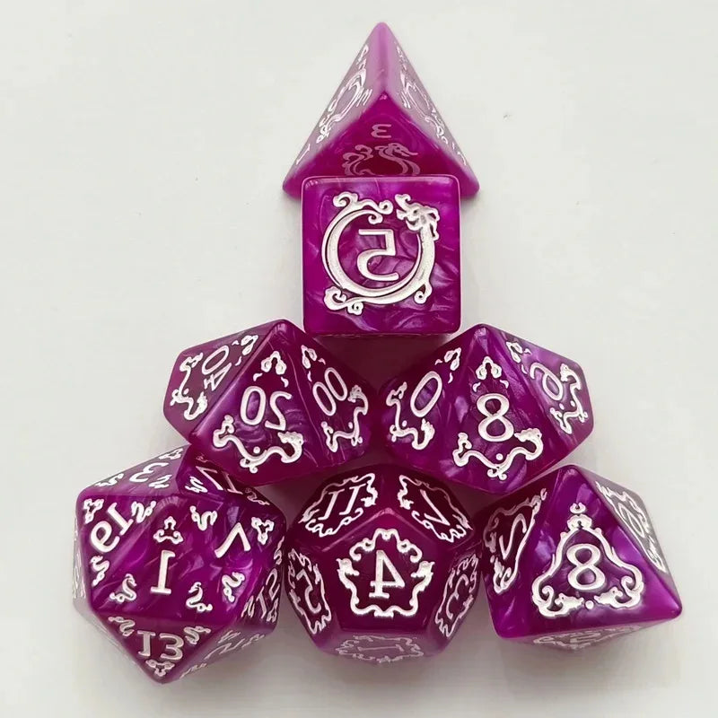 Crystal Veil – 7‑Piece Dice Set