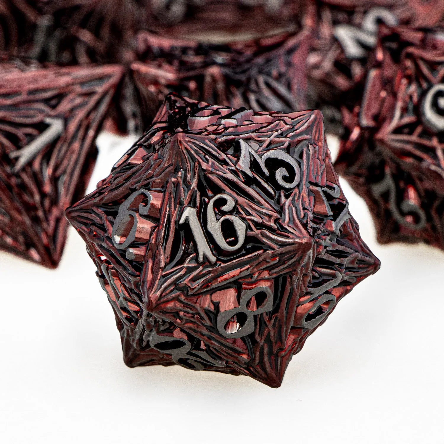 Ironflame – Metal 7‑Piece Dice Set