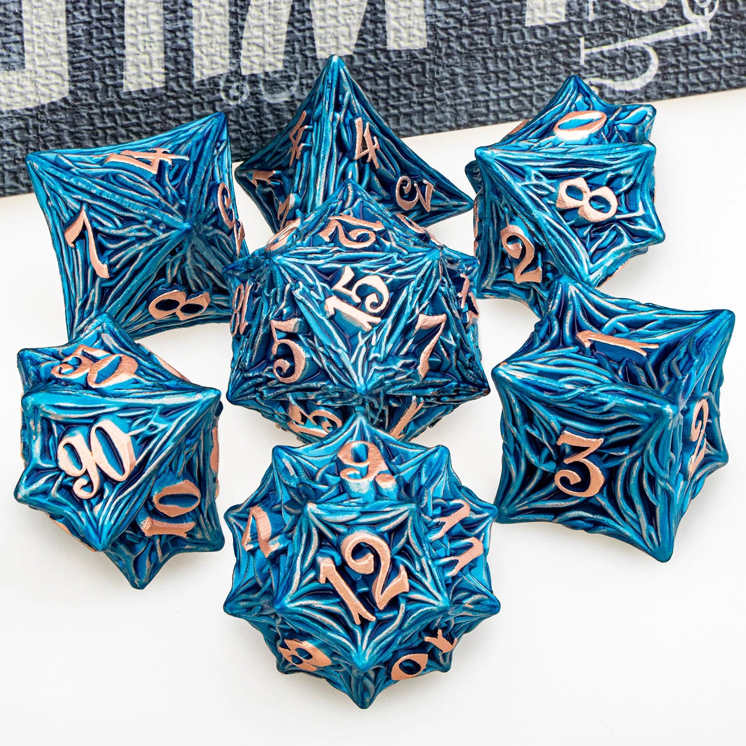 Ironflame – Metal 7‑Piece Dice Set