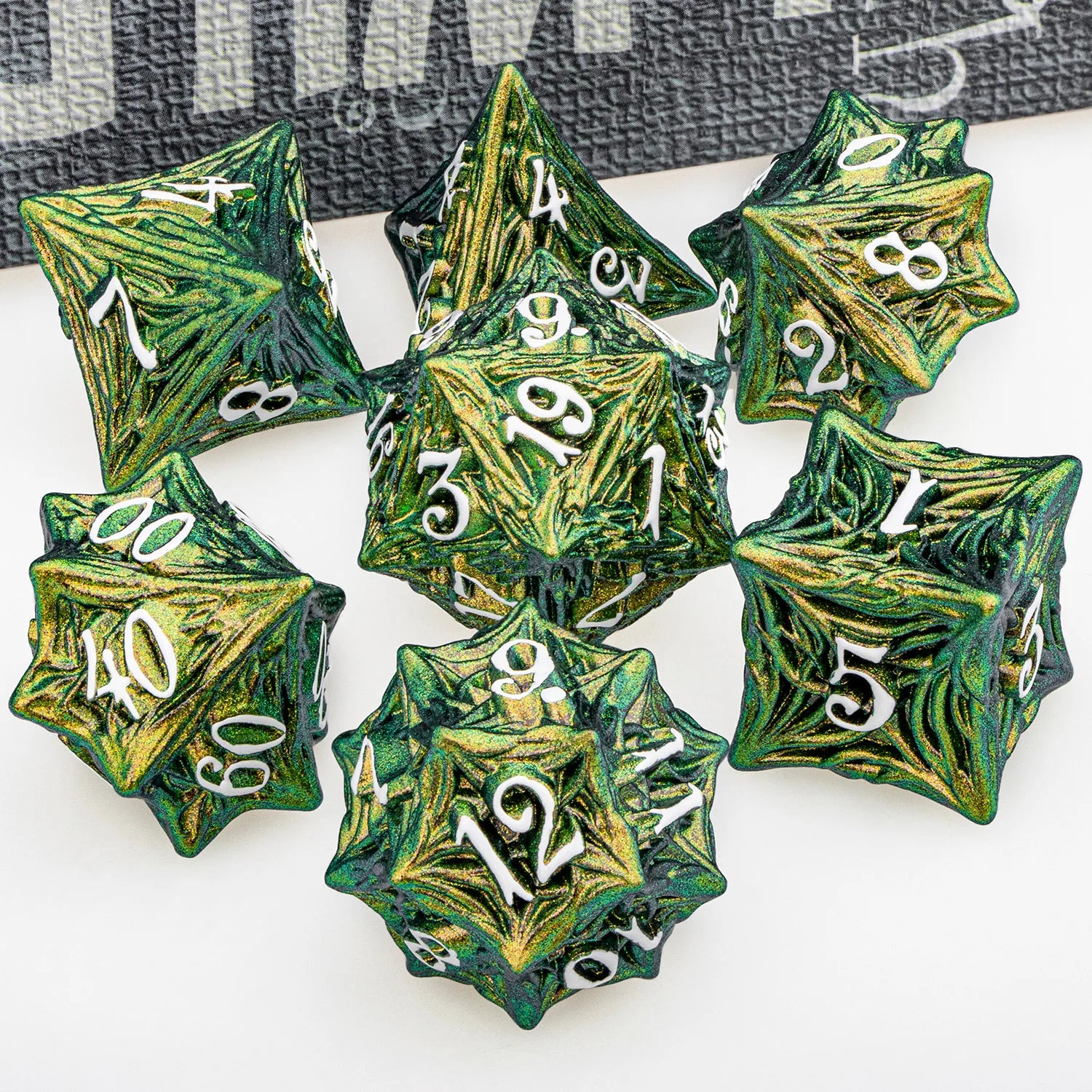 Ironflame – Metal 7‑Piece Dice Set