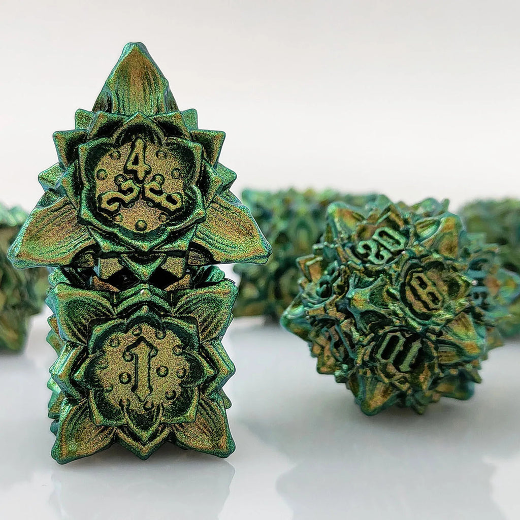 Arcane Aegis – Metal 7‑Piece Dice Set