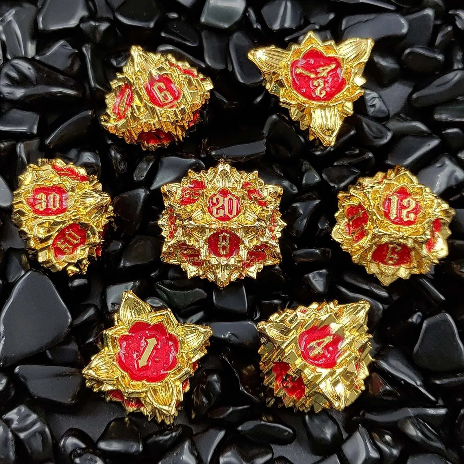 Arcane Aegis – Metal 7‑Piece Dice Set