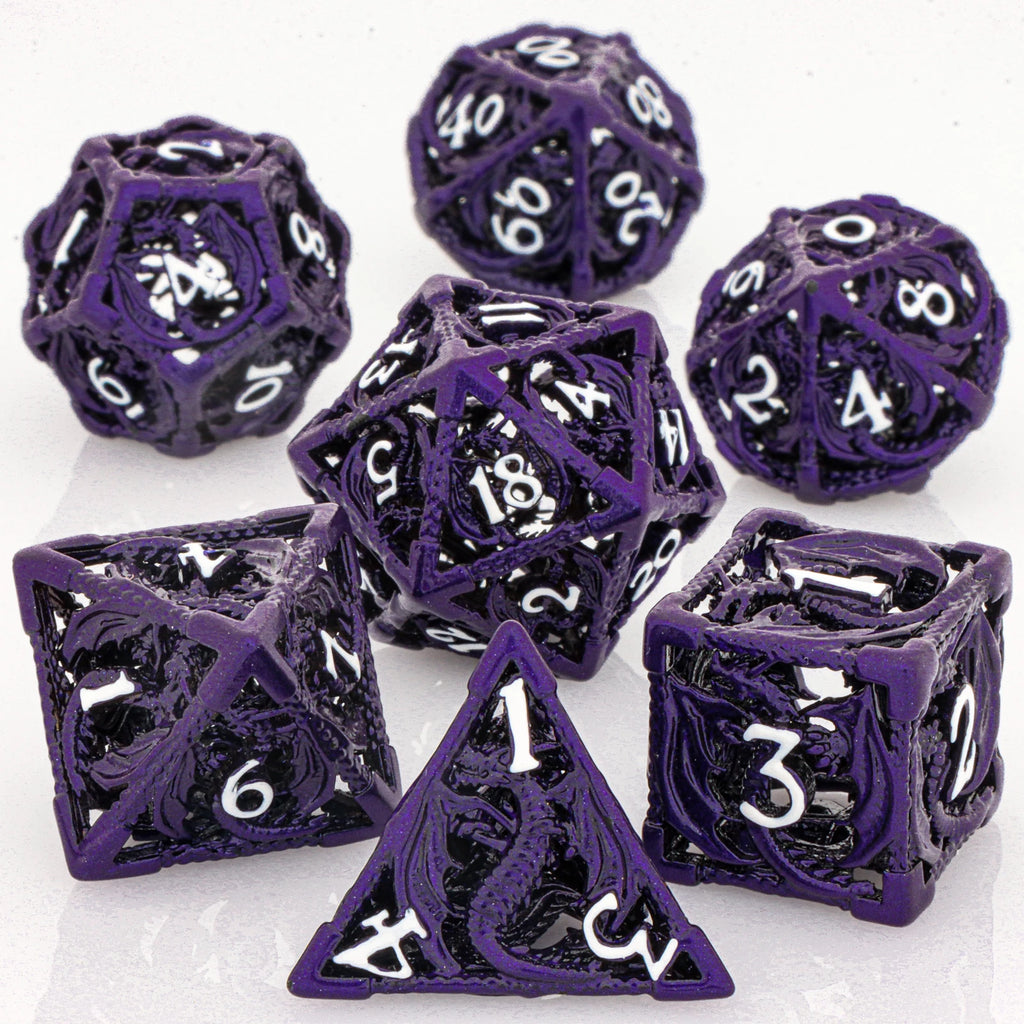 Flamecrest – Metal 7‑Piece Dice Set