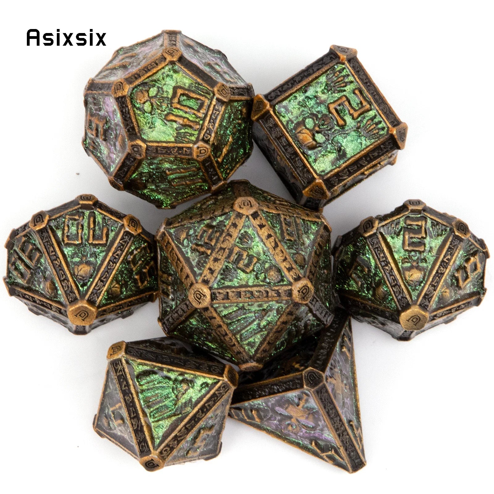Gilded Fang – Metal 7‑Piece Dice Set