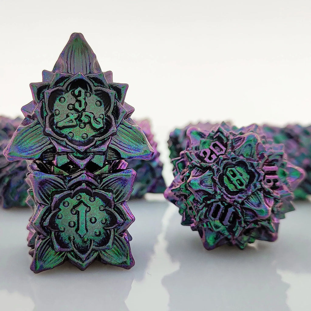 Arcane Aegis – Metal 7‑Piece Dice Set