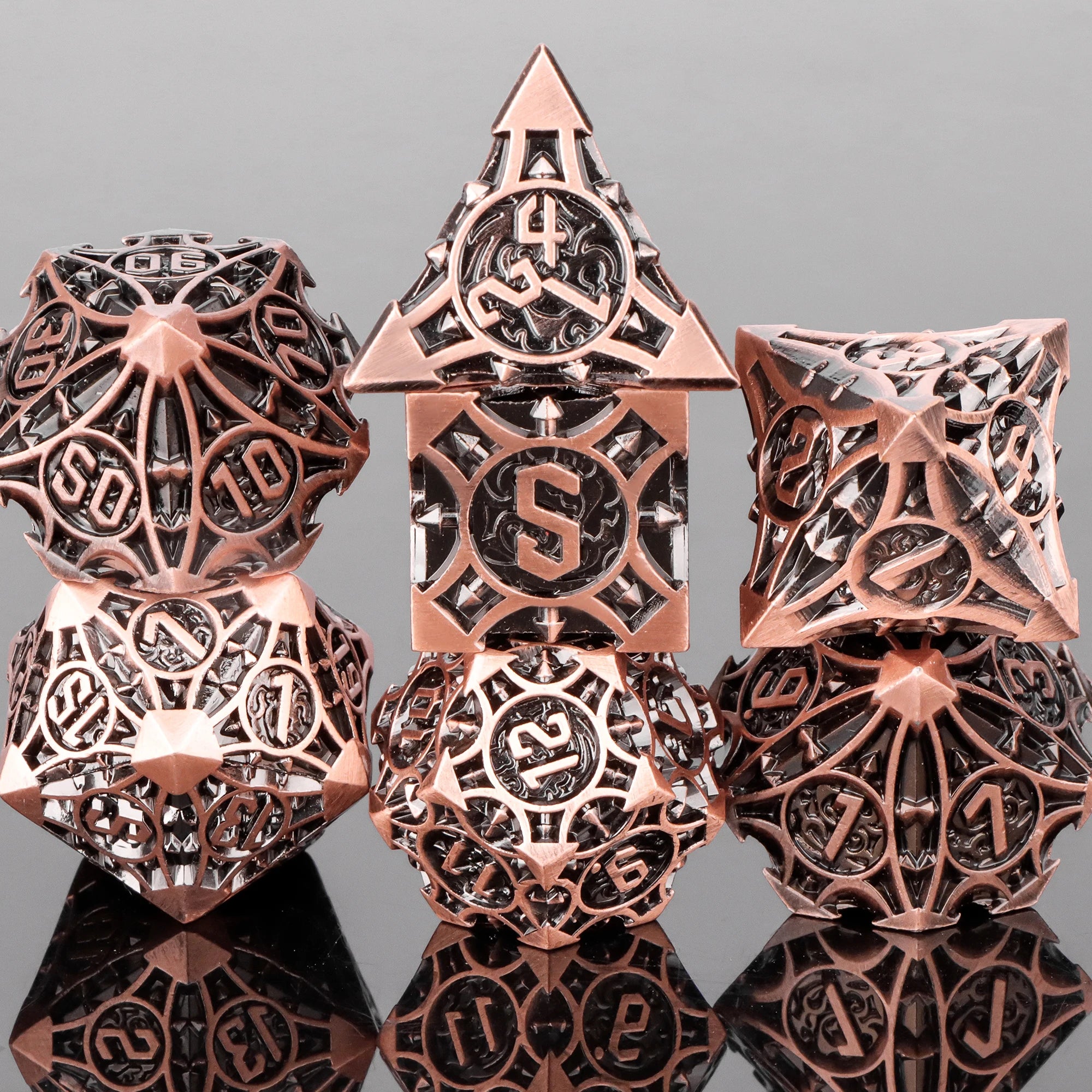 Ethereal Halo – Metal 7‑Piece Dice Set