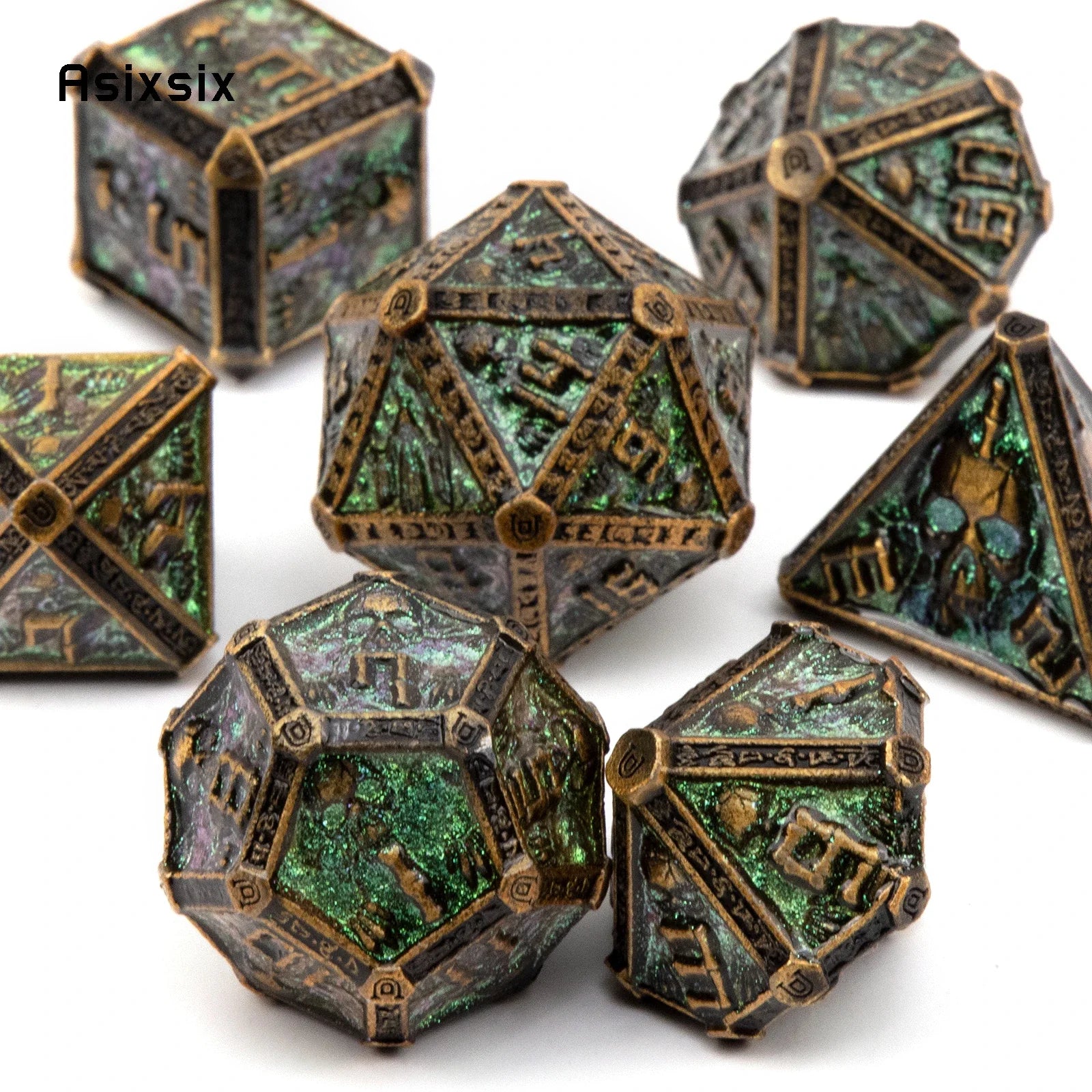 Gilded Fang – Metal 7‑Piece Dice Set