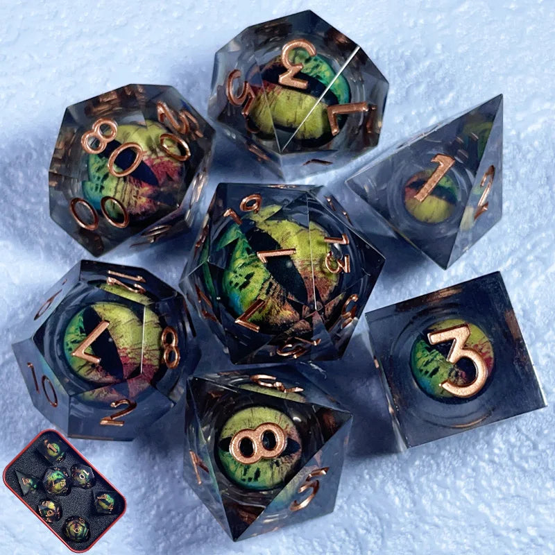 Twilight Aegis – Resin 7‑Piece Dice Set