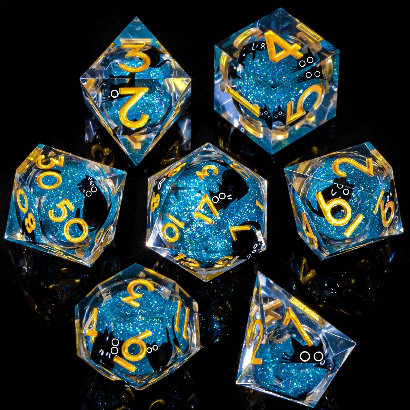 Glacierborn – Liquid‑Core 7‑Piece Dice Set