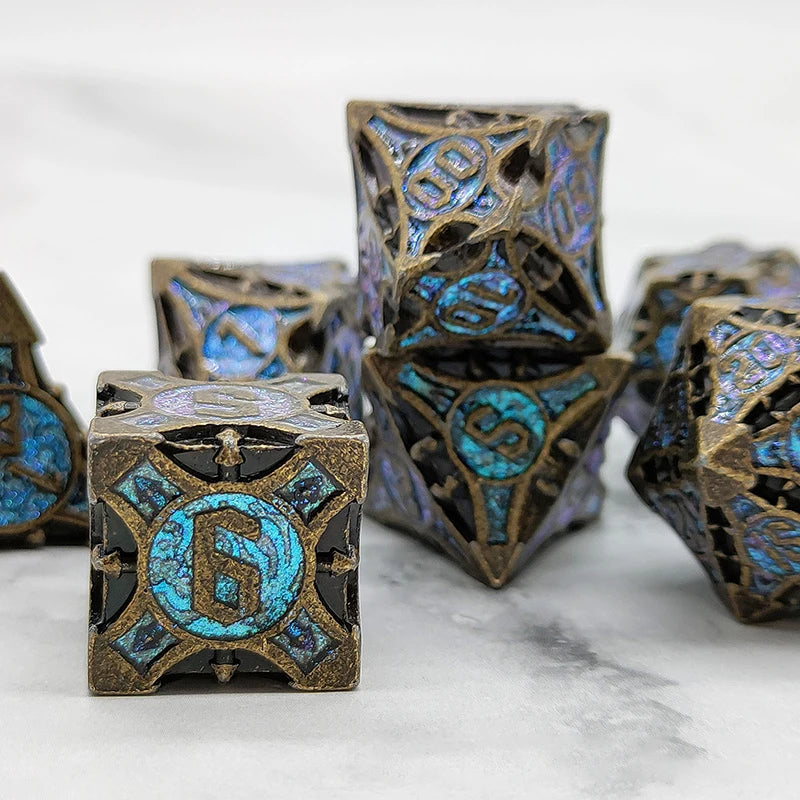 Runestone Forge – Metal 7‑Piece Dice Set