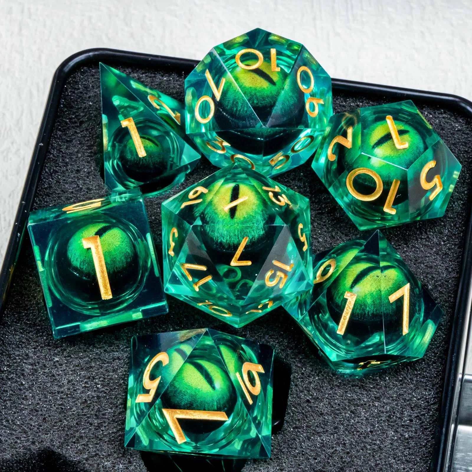 Ethereal Core – Liquid‑Core 7‑Piece Dice Set
