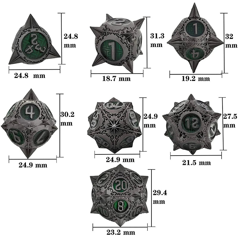 Runestone Forge – Metal 7‑Piece Dice Set