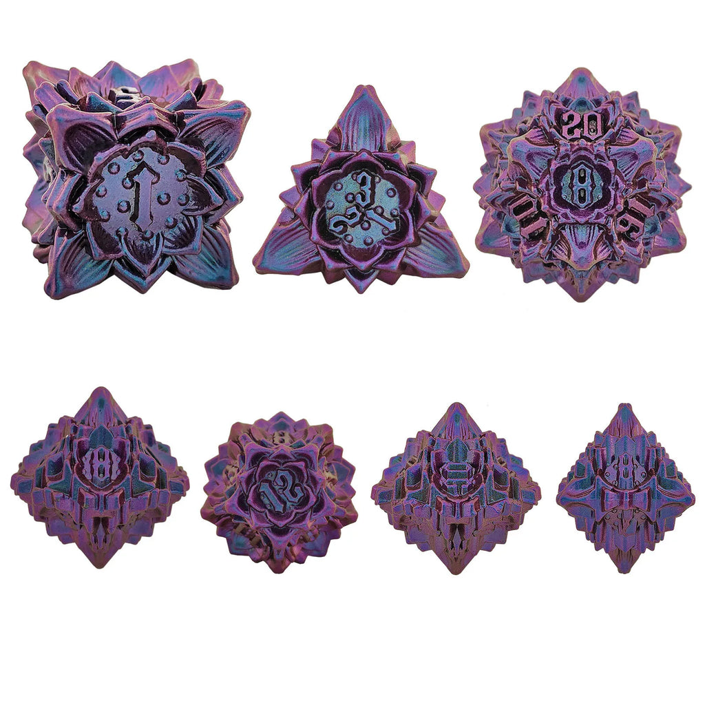 Arcane Aegis – Metal 7‑Piece Dice Set