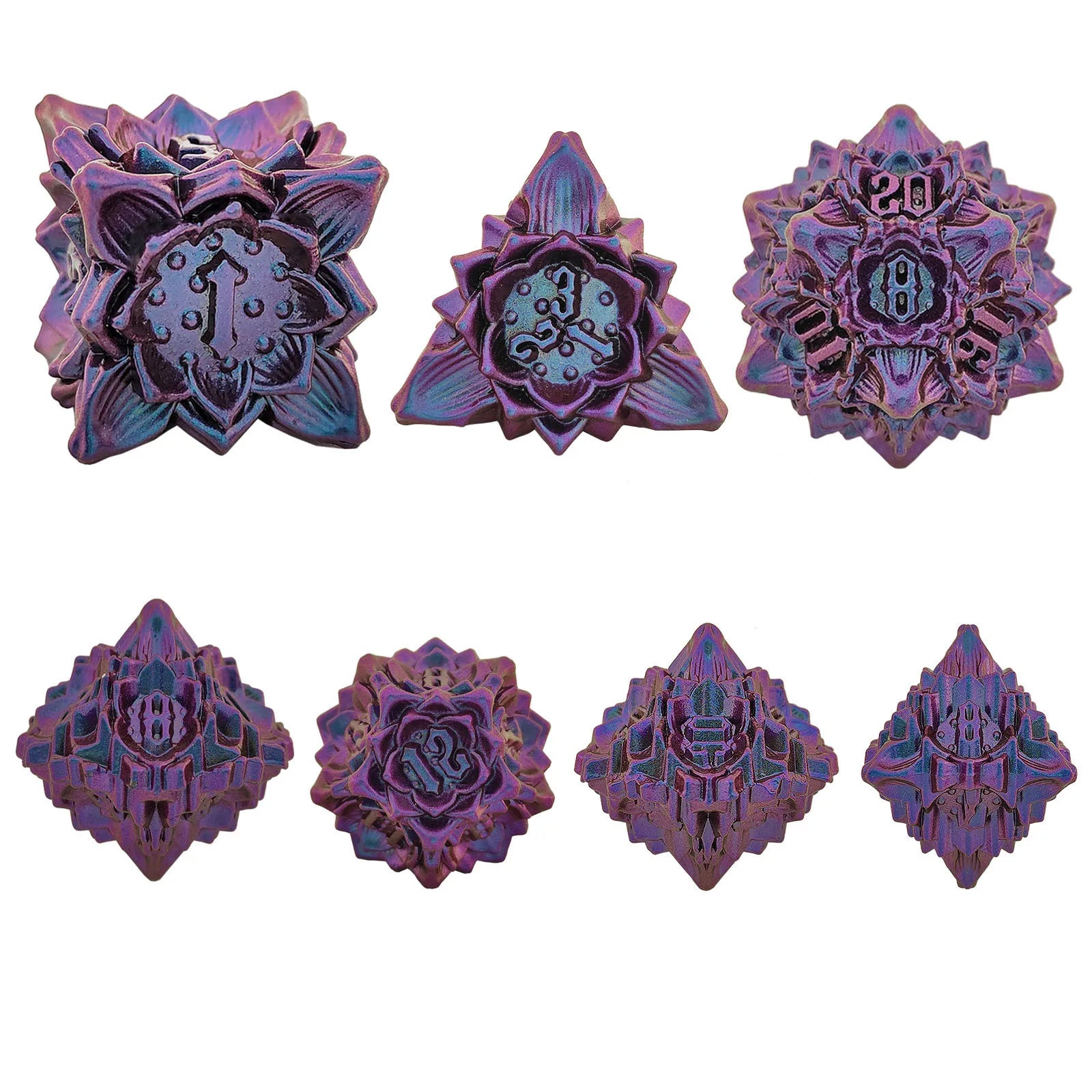 Arcane Aegis – Metal 7‑Piece Dice Set