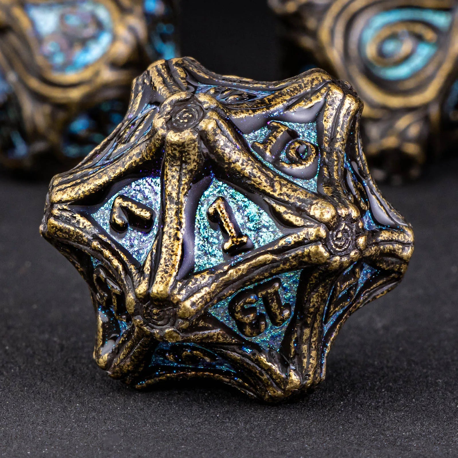 Shadowspire – Metal 7‑Piece Dice Set