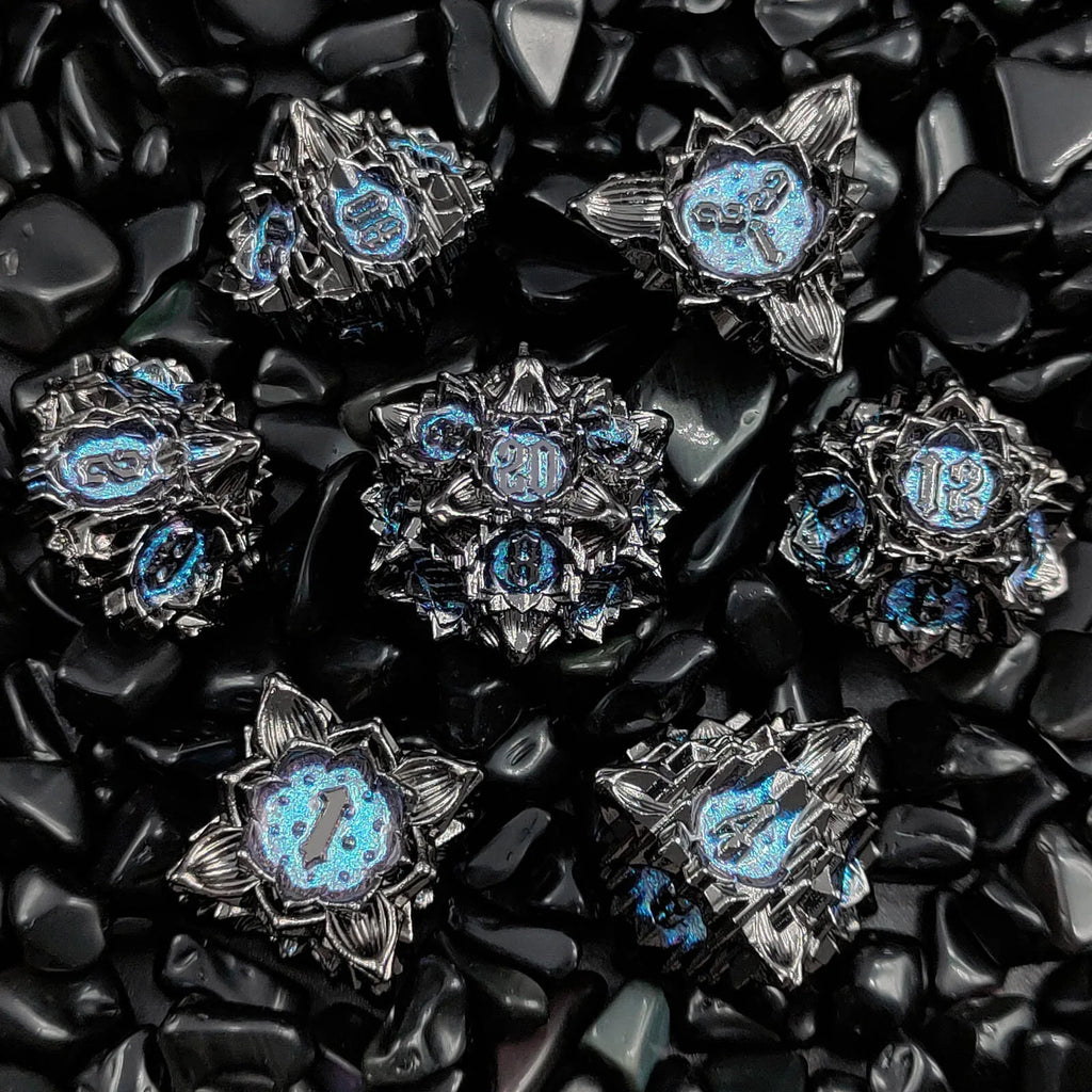 Arcane Aegis – Metal 7‑Piece Dice Set
