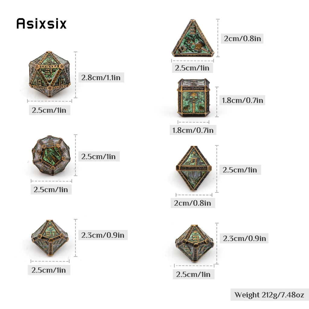 Gilded Fang – Metal 7‑Piece Dice Set