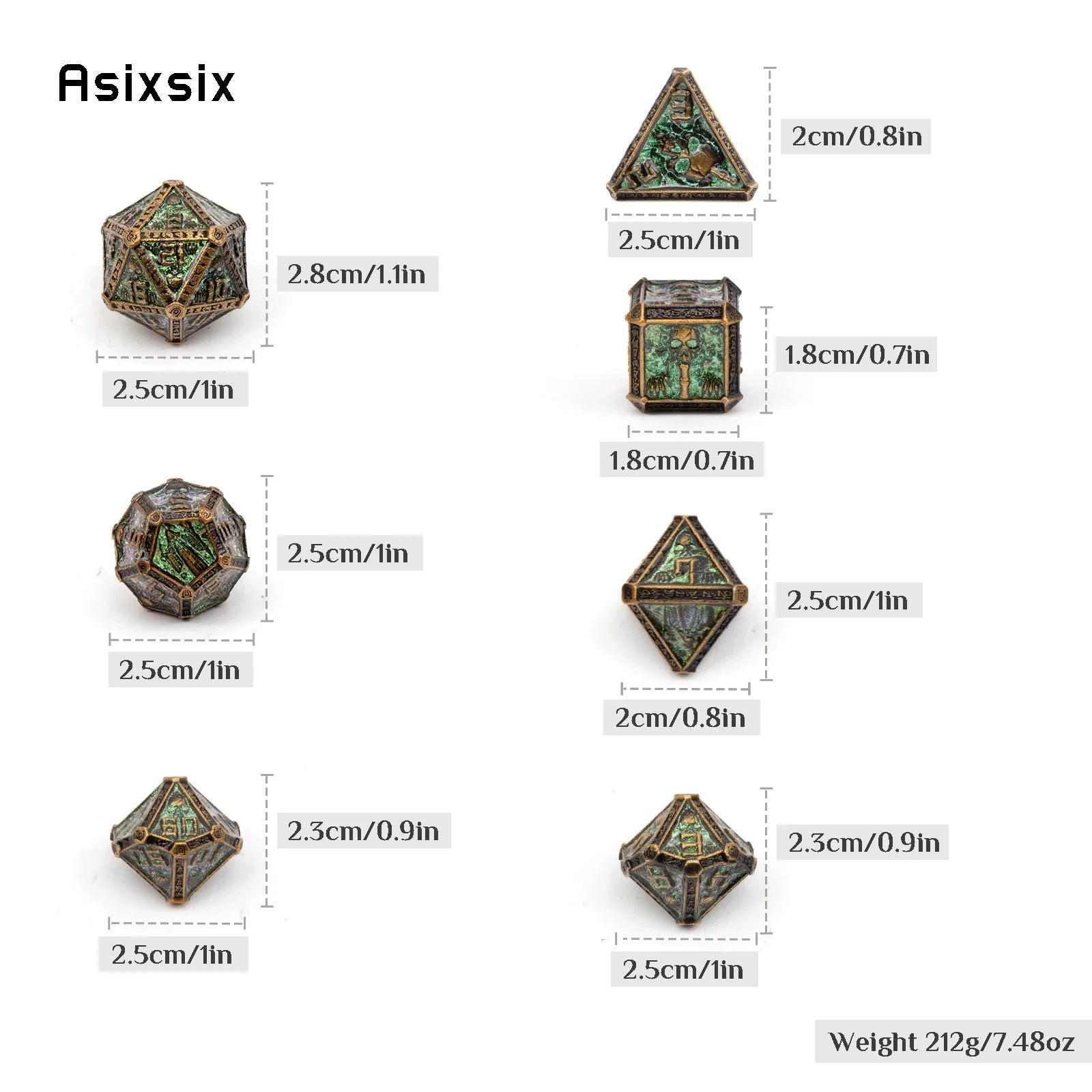 Gilded Fang – Metal 7‑Piece Dice Set