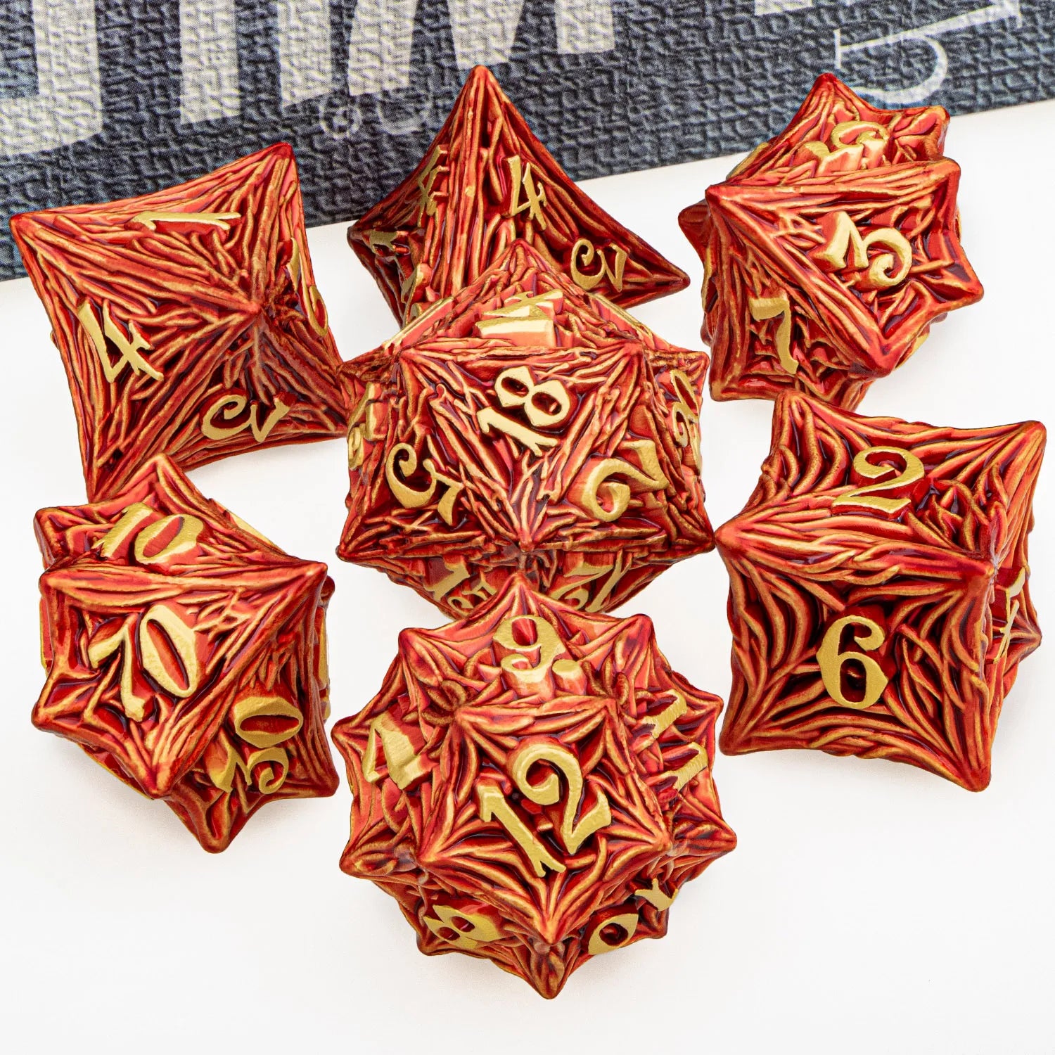 Ironflame – Metal 7‑Piece Dice Set