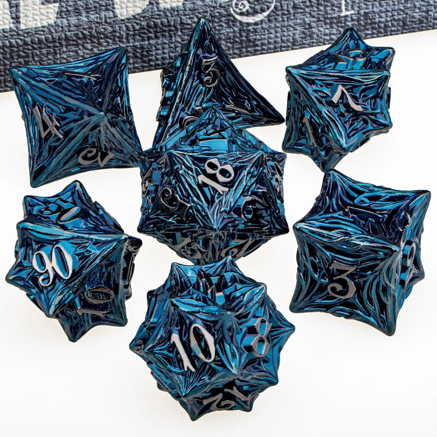 Ironflame – Metal 7‑Piece Dice Set