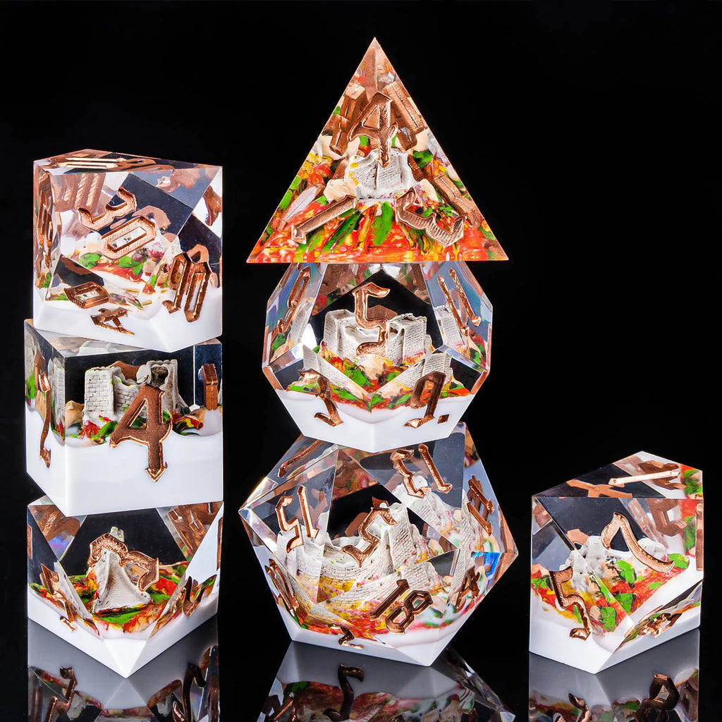 Sunshard – Resin 7‑Piece Dice Set
