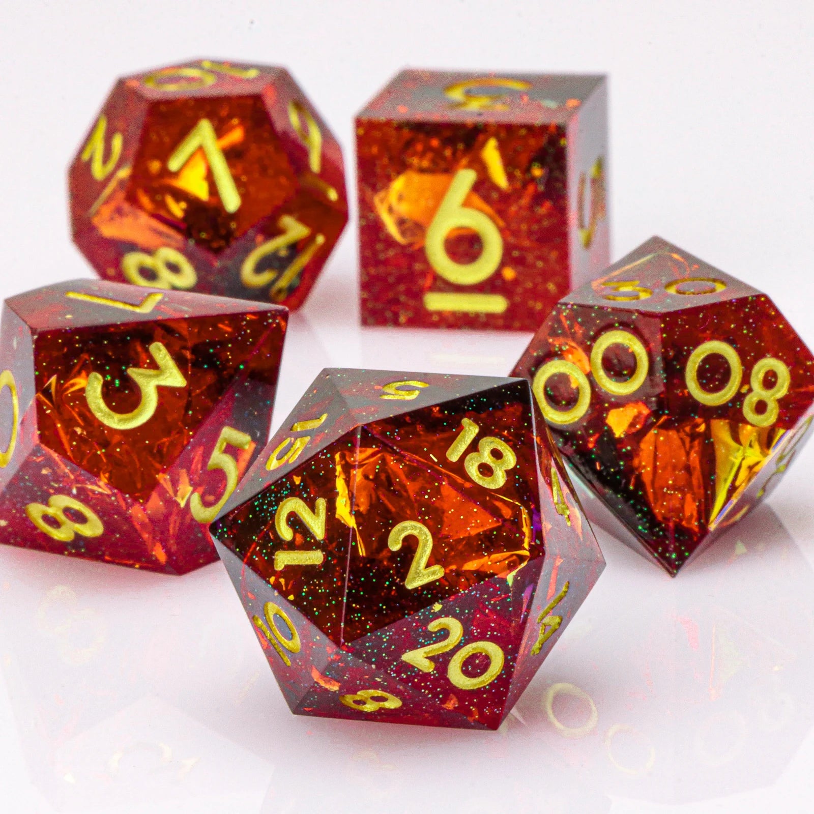 Celestial Halo – Resin 7‑Piece Dice Set