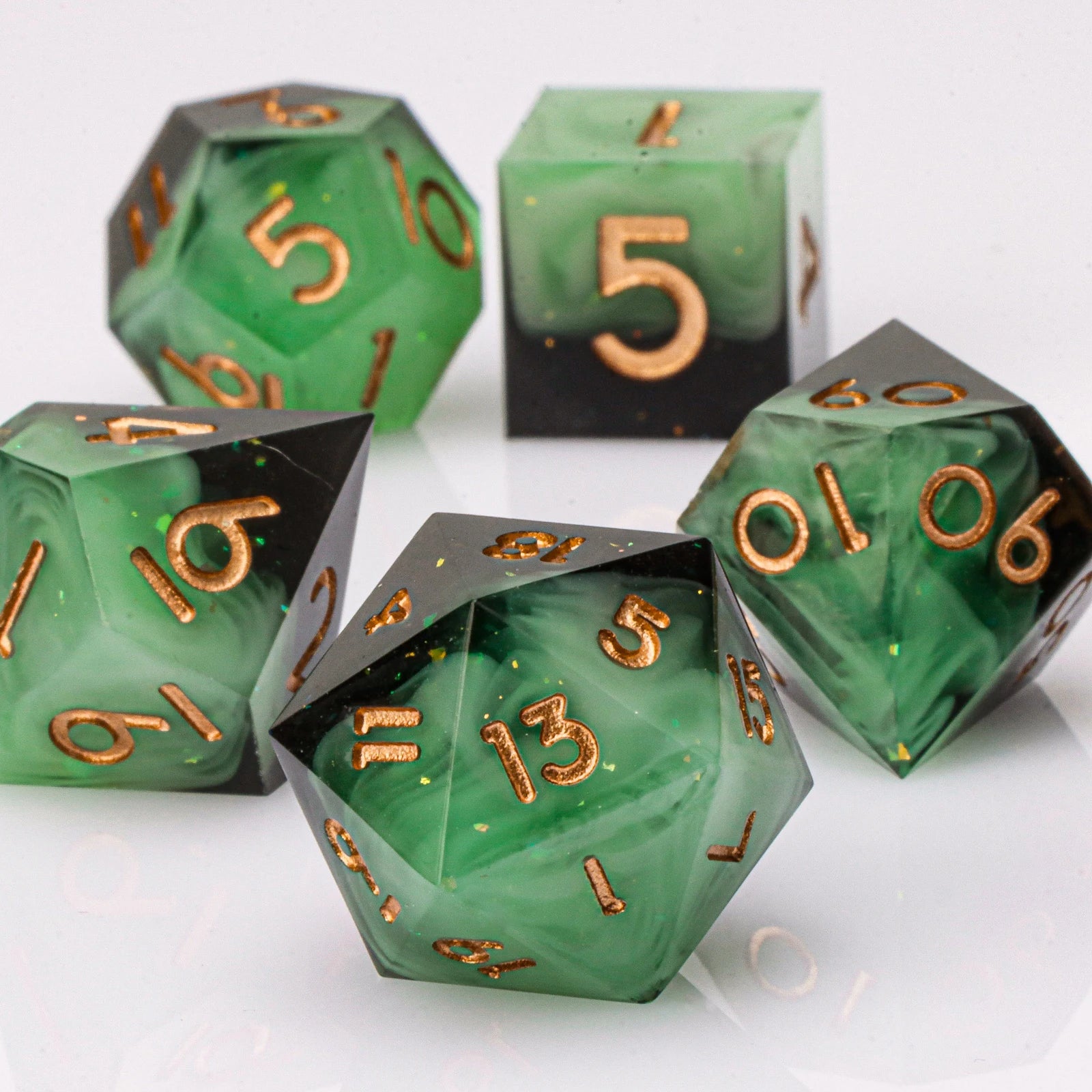 Celestial Halo – Resin 7‑Piece Dice Set
