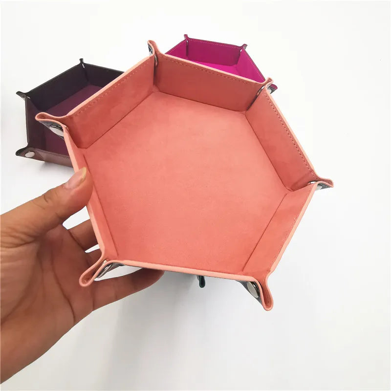 Ethereal Aegis – Leather & Velvet Folding Dice Tray