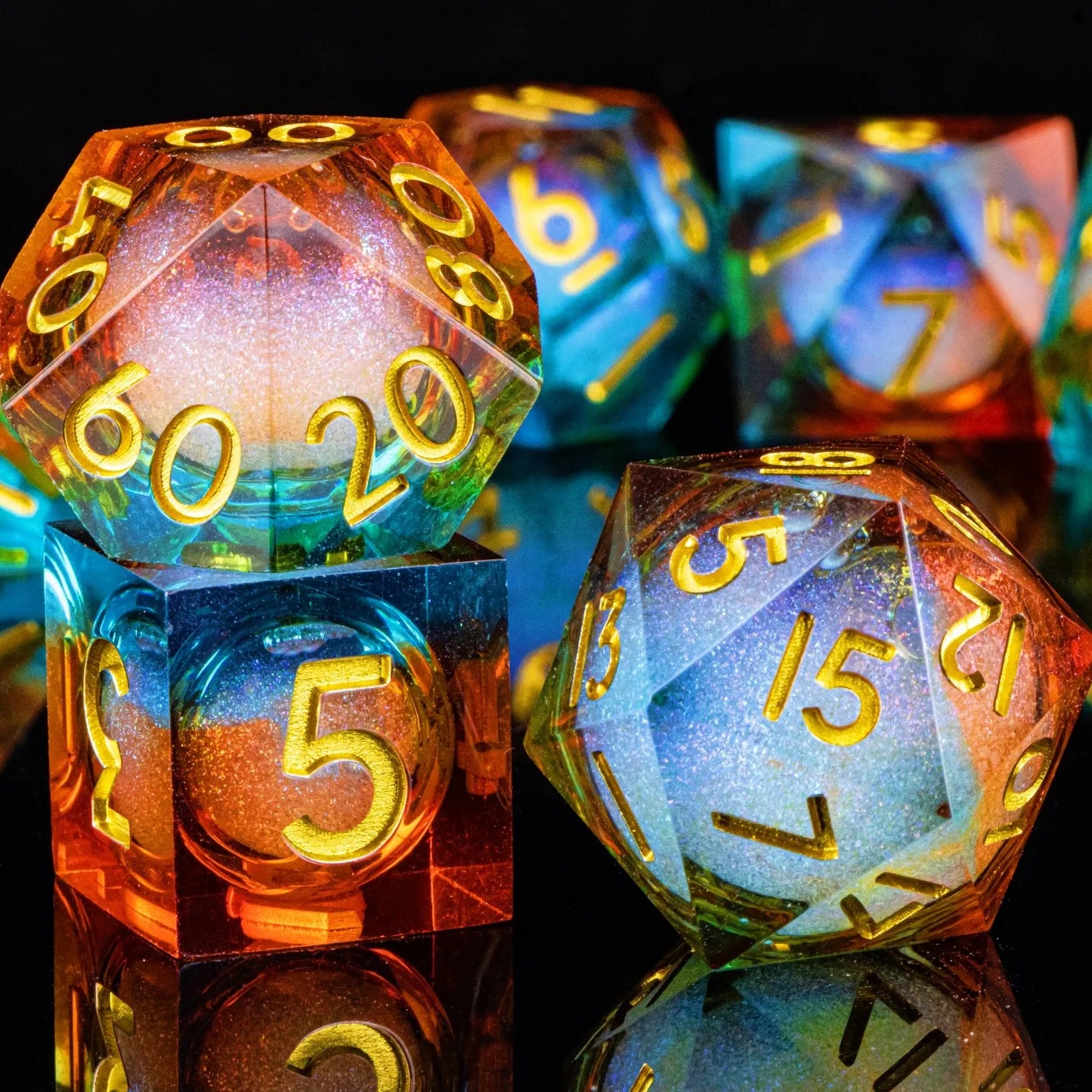 Infernal Pulse – Liquid‑Core 7‑Piece Dice Set