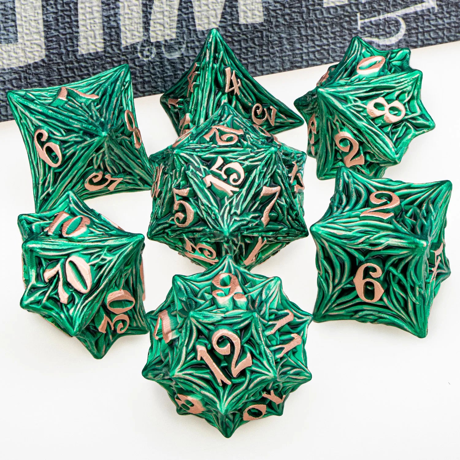 Ironflame – Metal 7‑Piece Dice Set