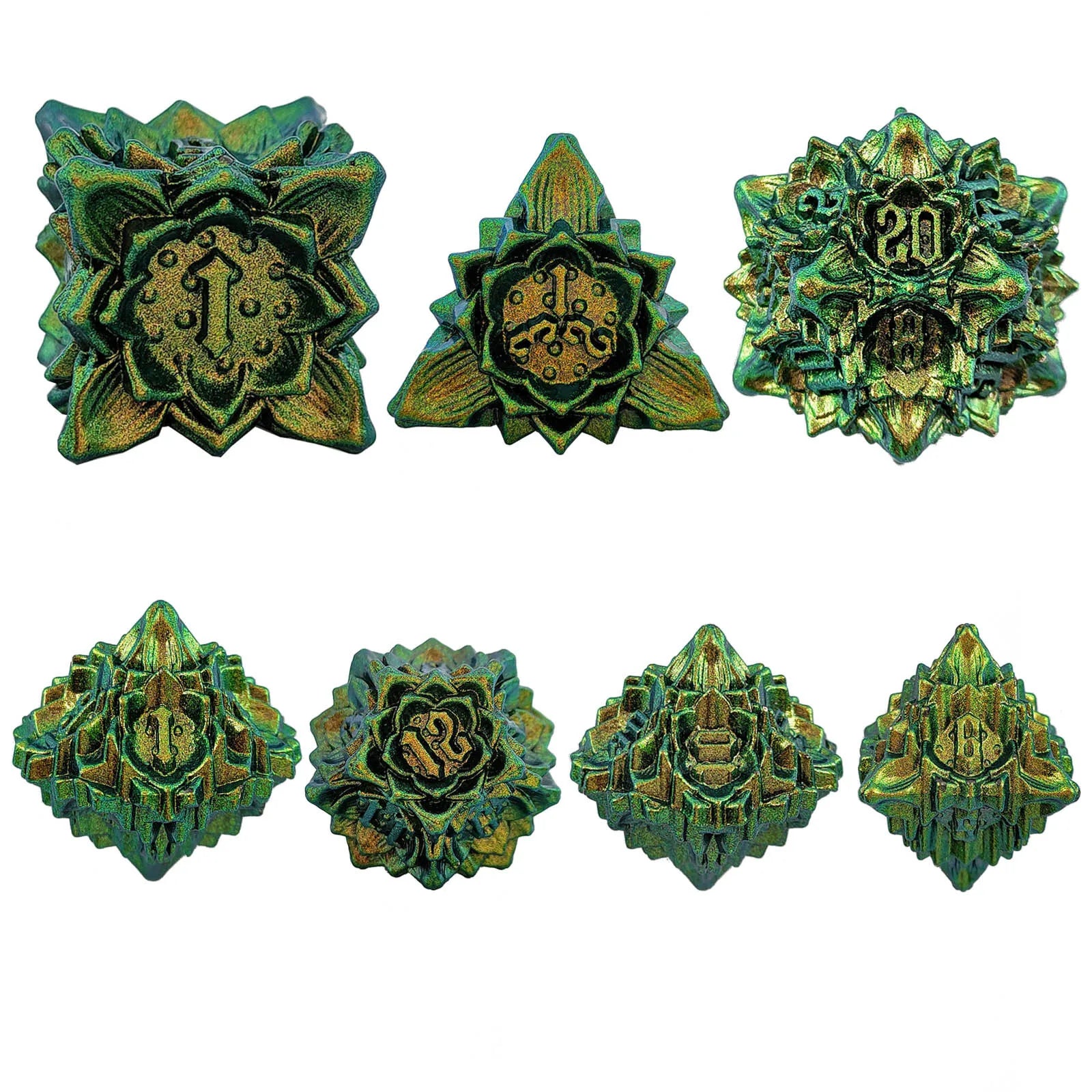Arcane Aegis – Metal 7‑Piece Dice Set