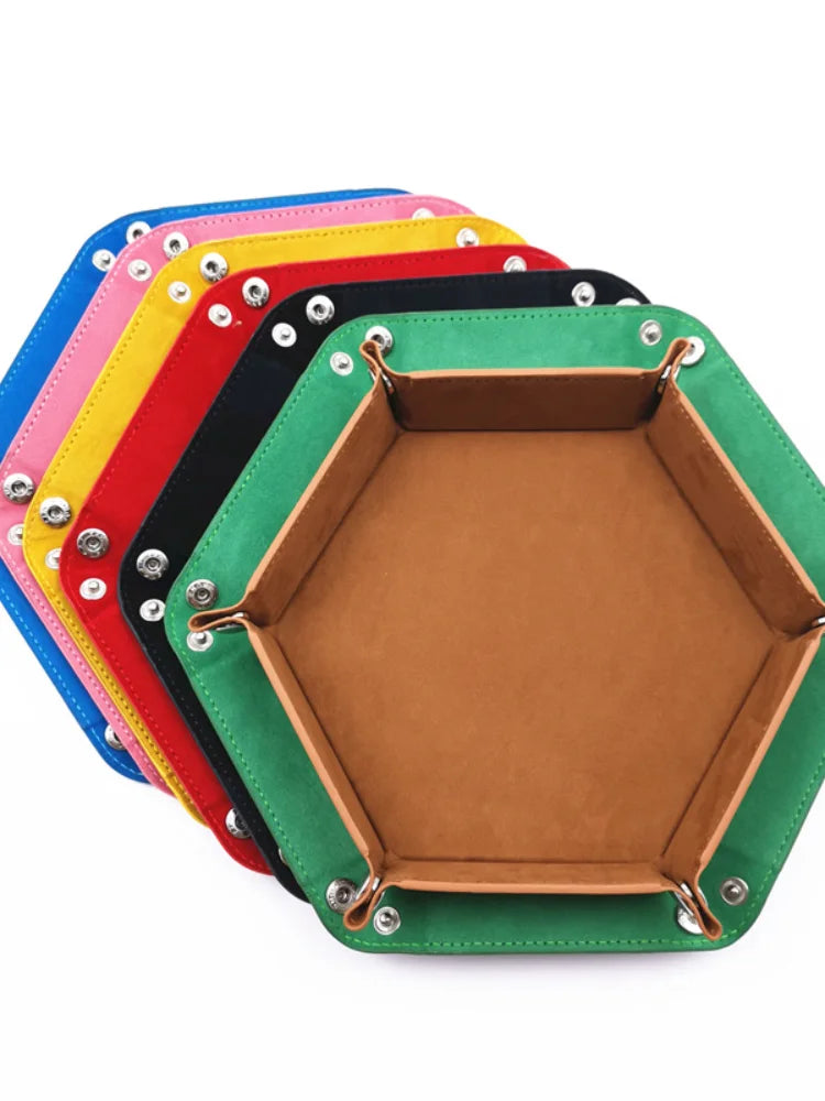 Ethereal Aegis – Leather & Velvet Folding Dice Tray