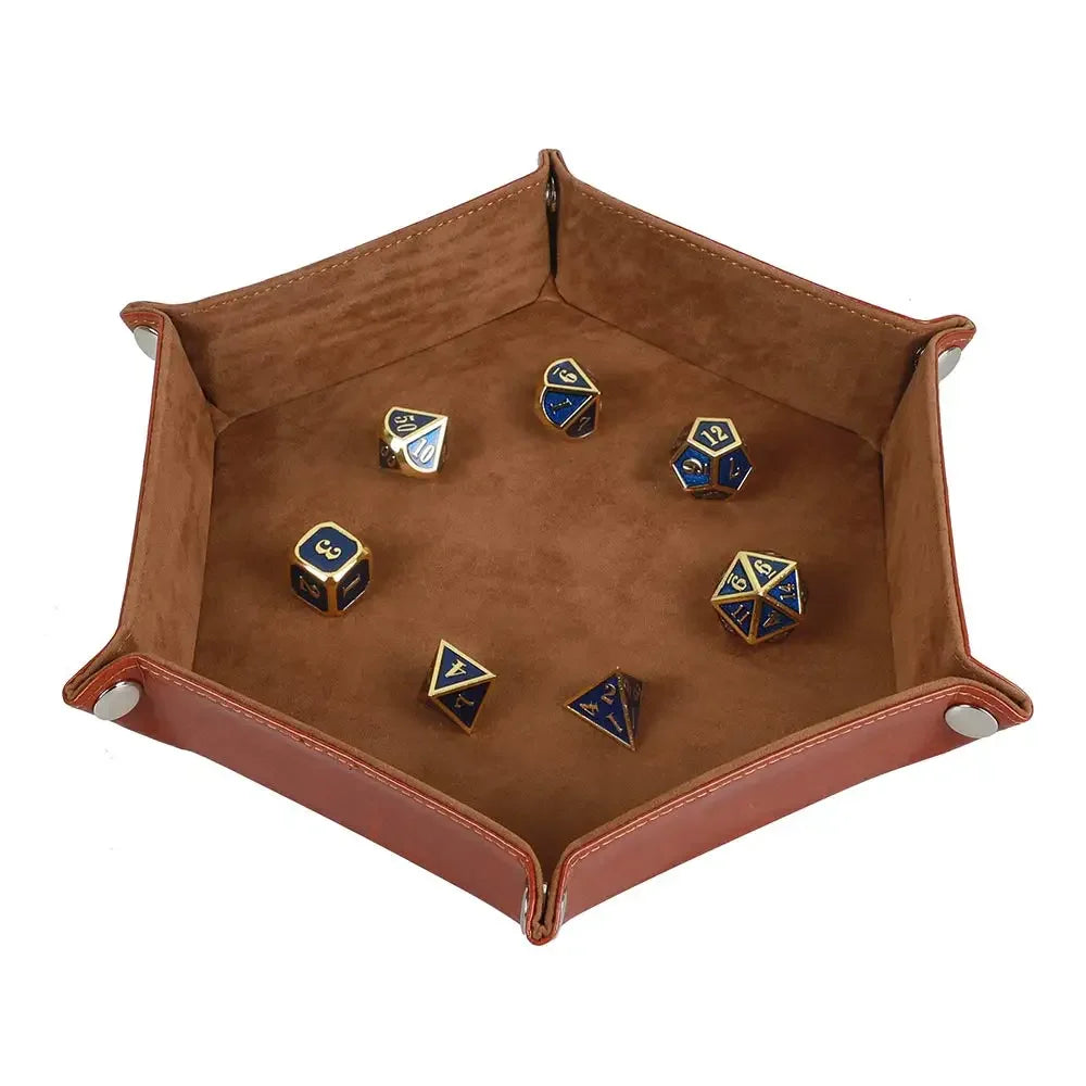 Ethereal Aegis – Leather & Velvet Folding Dice Tray