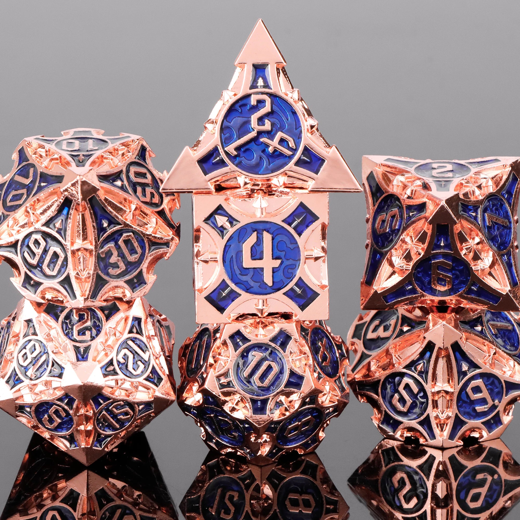 Ethereal Halo – Metal 7‑Piece Dice Set