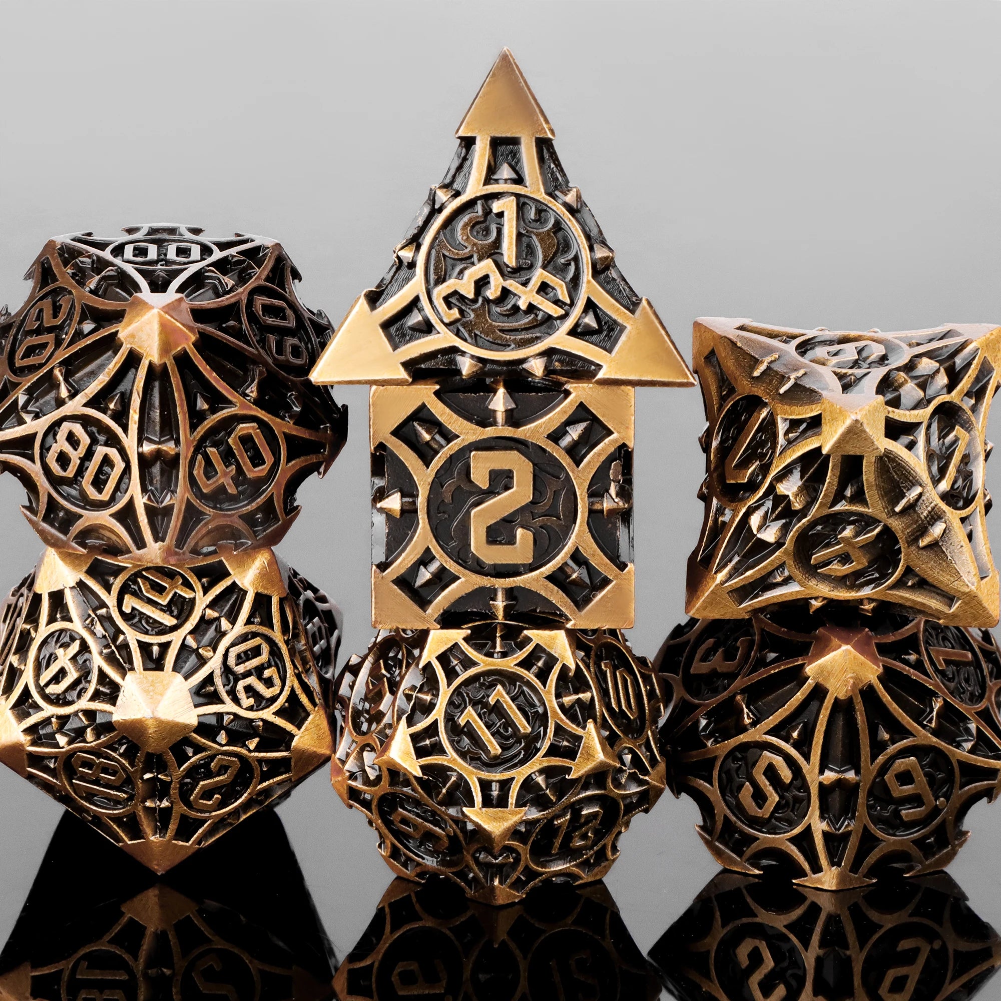 Ethereal Halo – Metal 7‑Piece Dice Set