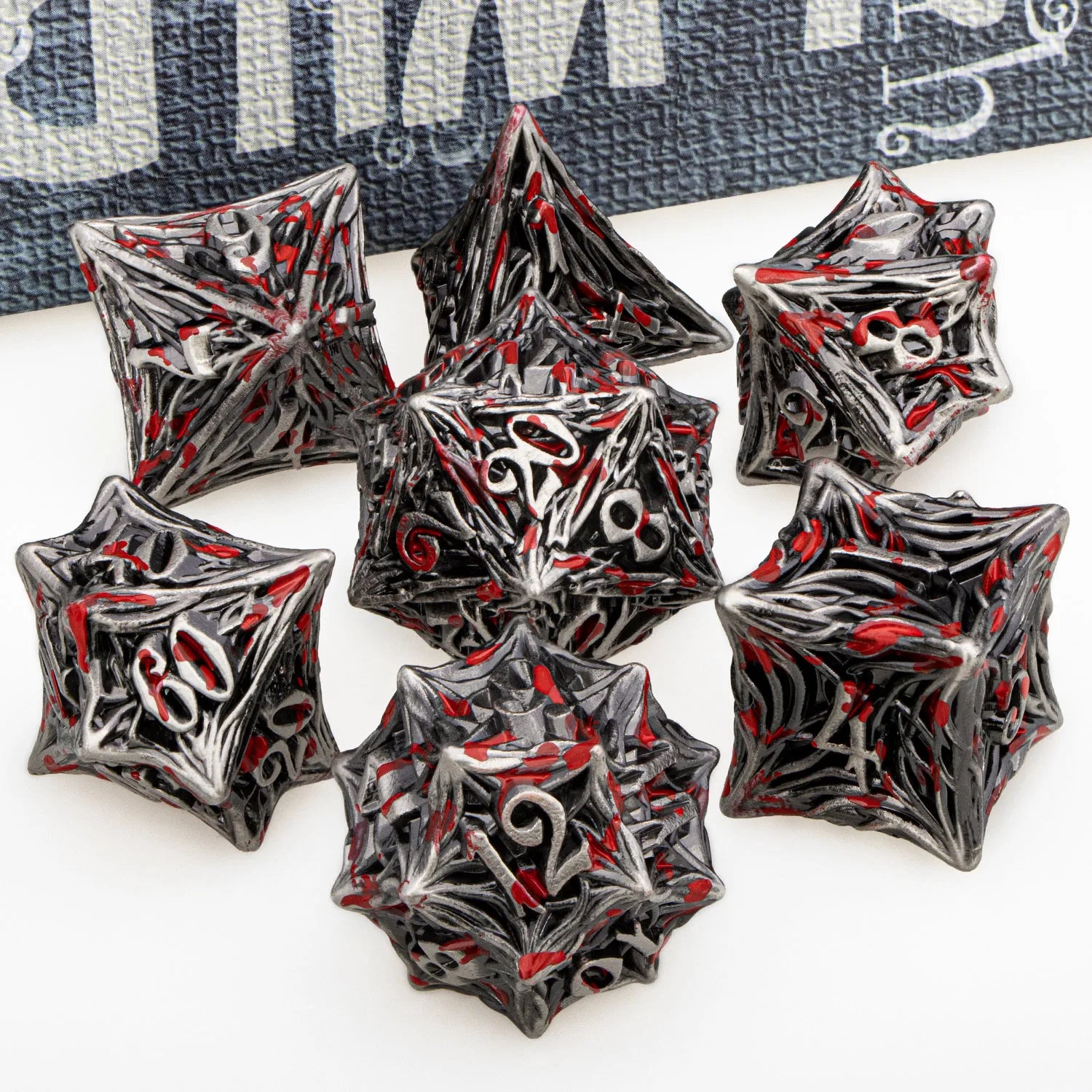 Ironflame – Metal 7‑Piece Dice Set