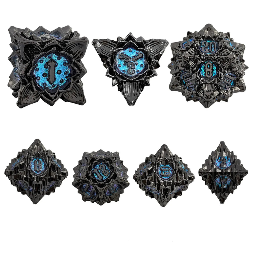 Arcane Aegis – Metal 7‑Piece Dice Set