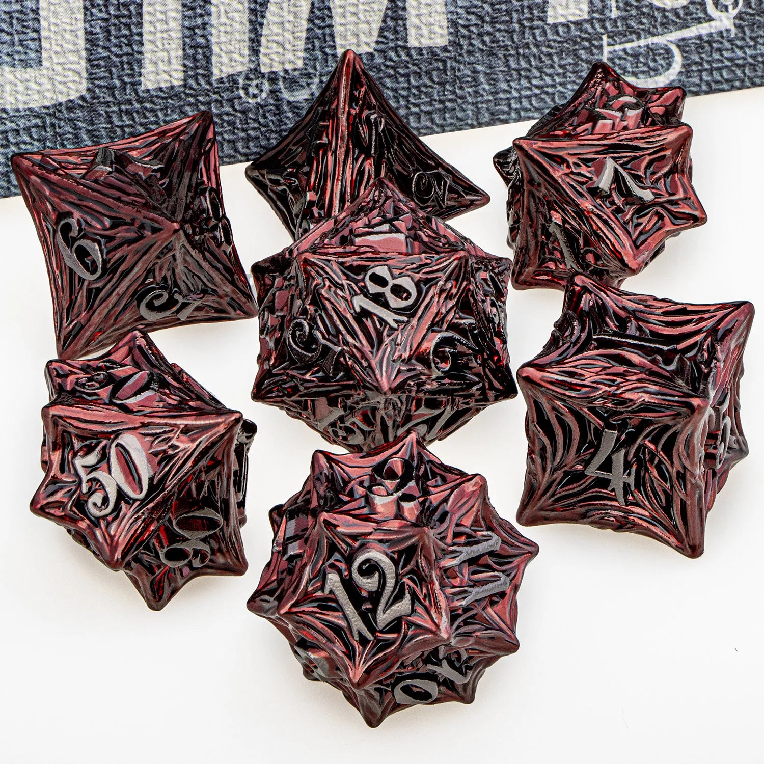 Ironflame – Metal 7‑Piece Dice Set