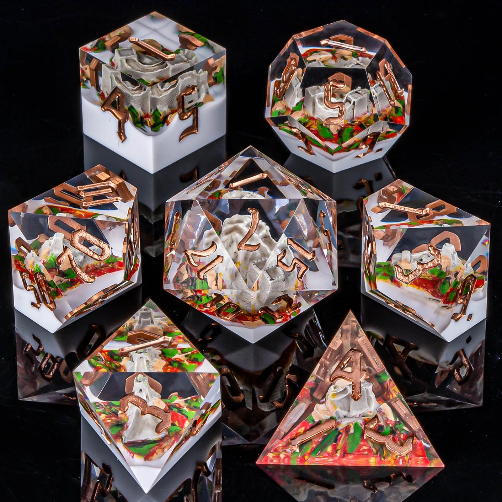 Sunshard – Resin 7‑Piece Dice Set