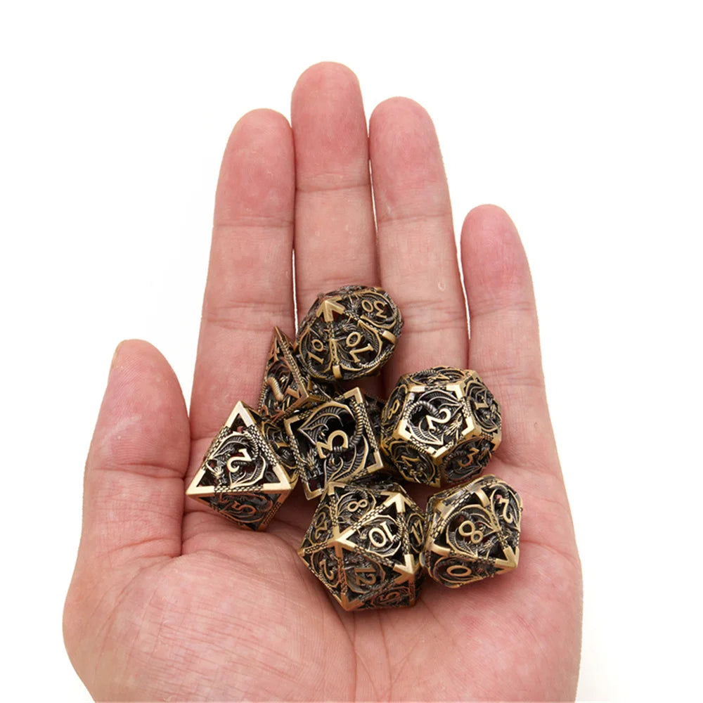 Frostward – Metal 7‑Piece Dice Set