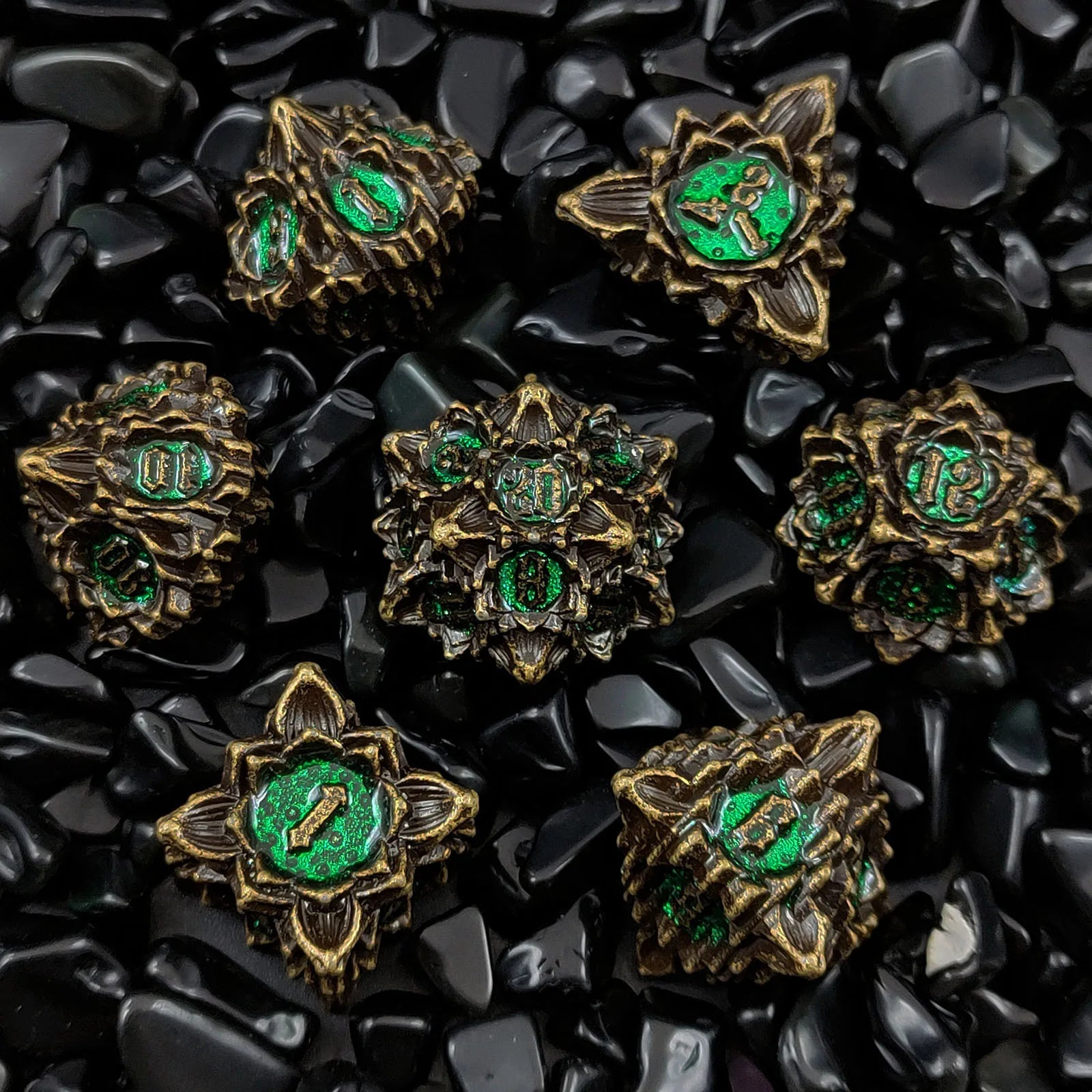 Arcane Aegis – Metal 7‑Piece Dice Set